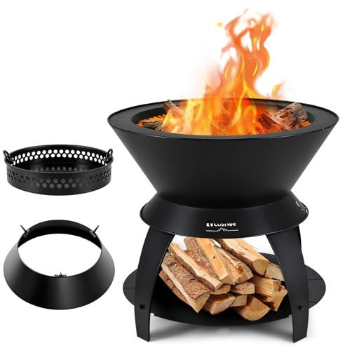 COSTWAY Braciere da Giardino, Braciere da Esterno con Gambe di Supporto Rimovibili e Manici, Diametro: 50 cm, per Patio, Campeggio, Barbecue, Braciere e Feste