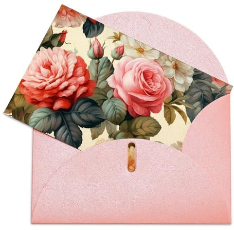 Dwrepo Grußkarte mit Vintage-Blumenmuster, mit Umschlägen, Dankeskarte, Happy Birthday, Blanko-Karten, Glückwunschkarte für Geburtstag, Hochzeit, Urlaub, 10,2 x 15,2 cm