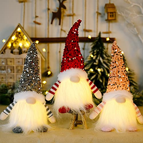 Bseical Weihnachtswichtel Figuren LED, Weihnachtsdeko Amerikanisch, Weihnachten Deko Beleuchte (D)