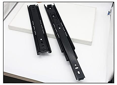 Schwerlast-Schubladenschienen, 2 Paar, 3-fach, Vollauszug, Kugellager, Schubladenschienen mit sanftem Schließmechanismus, seitliche Montage, robuste Schubladenschienen und Gleitschienen für Schränke u
