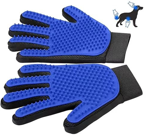 AALPET Pet Grooming Glove-Pet Hair Remover Glove- Perfect pet Cleaning Brush Glove- Perfect Washing Glove Brush of the Dog & pet for Short and Long Fur - 1 Pack (Right-Hand), Blue