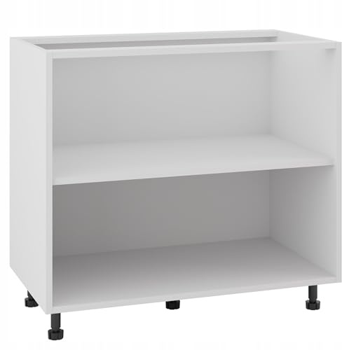 Laclar Unterer Küchenschrank 90/82 mit verstellbaren Füßen und Soft-Close - 18mm Möbelplatte - modulare Küche - für Selbstmontage - inkl. herausnehmbarem Regal - Weiß