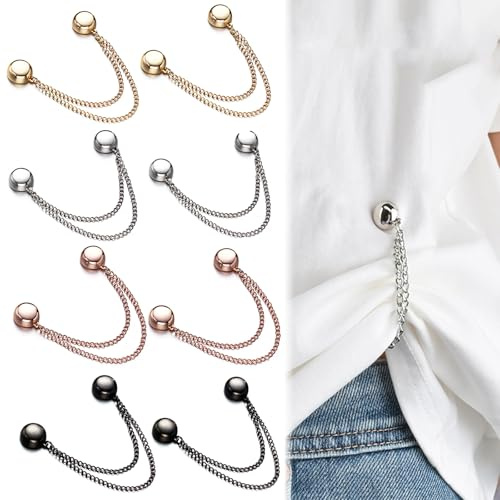 FJW Multi-Function Clothing Clips - Magnetic Hem Clips for Shirts & Light Hems, No-Pin Styling Clip for Scarf, Shawl & Cardigan (8 Pack)