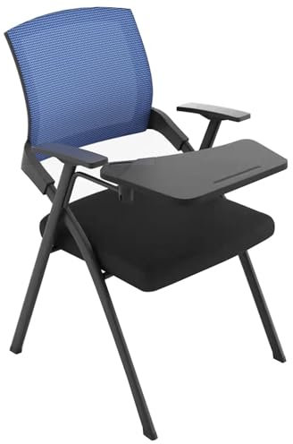 Sedia pieghevole da allenamento con lavagna comoda e traspirante sedia da ufficio per sala conferenze treppiede in acciaio colore blu