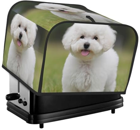 Copertura per tostapane a quattro fette con stampa di cani Bichon Frise per piccoli elettrodomestici da cucina protezione per impronte digitali