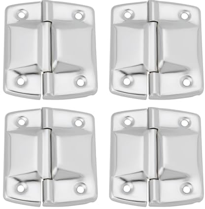 Lot de 4 Charnières de Support 51x46mm Chromées Autoportantes pour Boîtiers DJ Mallettes Boîte à Outils en Fer Métal