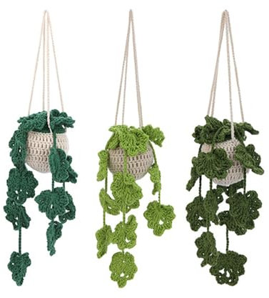 JOERBABU Handmade Crochet Kits Hanging Potted Plant Sewing Package Knitting for Adults Crochet Lovers