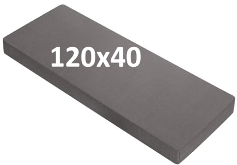 OutStep Bankkissen aus Leinen, verstärkte, atmungsaktive Sitzkissen für den Innenbereich, hochdichte Bankauflage mit Rutschfester Unterseite (grau, 120x40x5 cm)