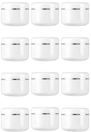 Pot Cosmetique Vide,12 PCS 50ml Mini Contenant Cosmetique Vide avec Doublures Intérieures et Couvercle à Vis Pots Cosmétiques de Maquillage Rechargeables pour Cosmétiques Lotion Onguents