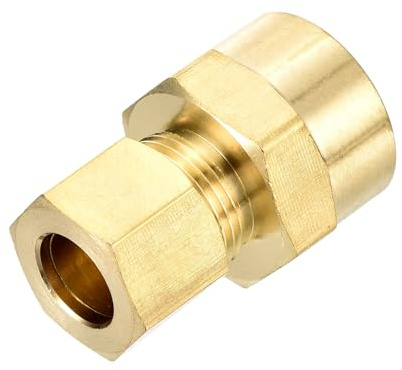 uxcell Brass Tube Fitting, 3/8 O.D x 3/8NPT Brass Compression Tube Pipe Fitting Connector, Brass Pipe Fittings Straight Coupling Adapter for Plumbing Systems, HVAC