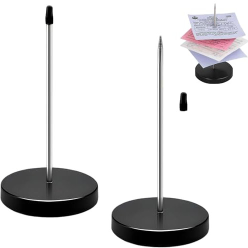 2 Stück Zettelspießer,Zettelhalter,Kassenzettel Aufbewahrung,Zettelhalter Für Schreibtisch,Kassenbon Aufbewahrung,Bonspießer Edelstahl,Edelstahl Zettelspießer,für Restaurantküche Büro Hotel (Schwarz)