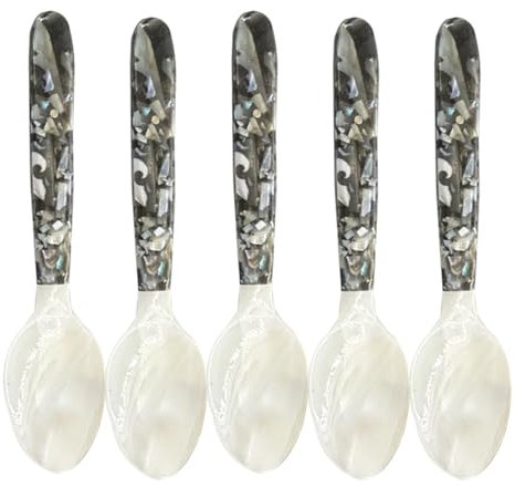 Juego de 5 cucharas de perlas para caviar, cucharas de perlas hechas a mano, cucharas de nácar, cucharas decorativas de caviar para huevos de caviar