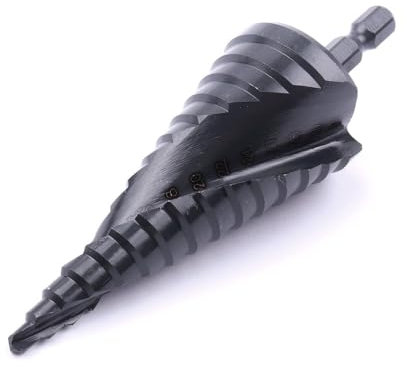 Brocas cónicas escalonadas HSS de 4-12/20/32mm, vástago hexagonal con revestimiento de nitruro for cortador de agujeros de madera/Metal, brocas escalonadas con ranura en espiral, 1 Uds.(4-20mm)