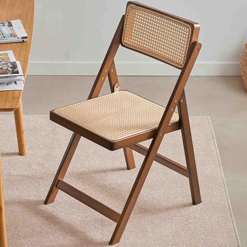 Misorat Rattan Klappstuhl, Rückenlehne Stuhl, minimalistische Gastfamilie, Massivholz Haus, Wohnzimmerstuhl, Freizeit im Rückenlehne, Speisesaals, Stuhl, A