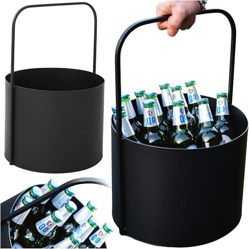 Kapaga - Porte-Bouteilles en Acier Noir 35 cm pour 6 Bouteilles - Casier à Boissons Robuste et Design - Support à bière idéal pour Jardin, Barbecue, apéritif, Pique-Nique ou décoration extérieure