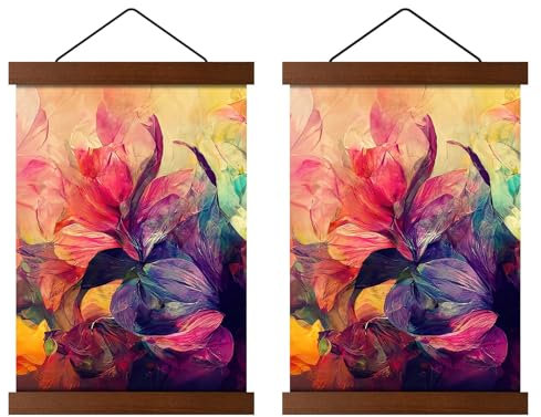 MG Design 2er-Set Braun Posterleiste aus Holz 70 cm – magnetischer Poster-Aufhänger, 4 Leisten mit starker Haftung, mit Aufhängeschnur – für Poster, Fotos & Zertifikate