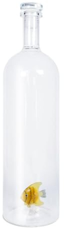 WD Lifestyle - Bottiglia in Vetro Borosilicato 1,2L con Tappo e Decorazione Interna (Pesce Tropicale Oro)