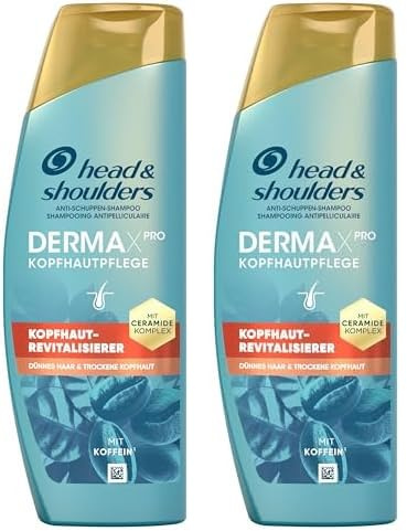 Head & Shoulders DermaXPro Kopfhaut-Revitalisierer Anti-Schuppen-Shampoo 250 ml mit Koffein und Ceramiden; gibt Trockener Kopfhaut und Haar Feuchtigkeit (Packung mit 2)