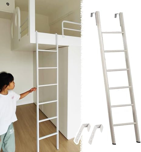 Scaletta Letto a Castello Regolabile Scaletta Letto a Castello Universale con Gancio, Bianco Camper Scala per Letto a Castello per Camper 120 135 140 150 160 165 170 180cm, Scala Corta In Metallo per