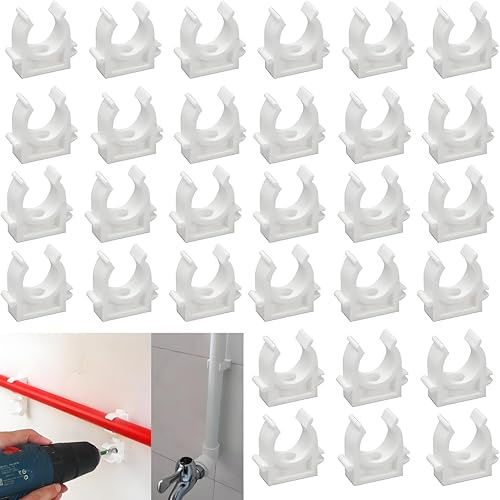 Begonia 120 abrazaderas de sujeción de 20 mm, color blanco, abrazaderas de tubo de agua, abrazaderas de plástico PP para tuberías, abrazaderas de tubo de agua, para fijación de tuberías