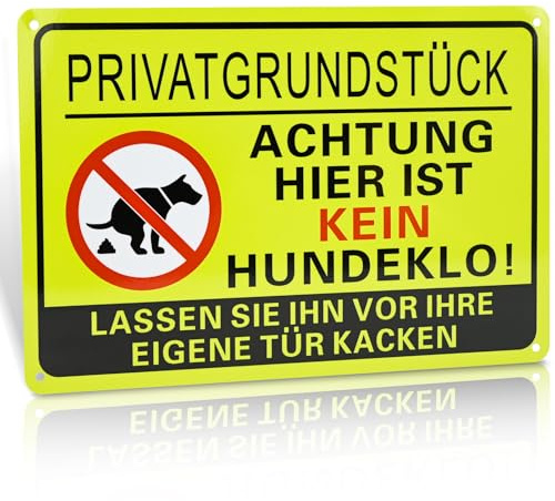 FLEXNOVA 20×30cm Kein Hundeklo Schild Hunde Kacken Verboten, Schild Kein Hundeklo Metall Privatgrundstück Alu Hundeschild Verbotsschilder Selbstklebend Verbot Hundekot Hundehaufen Hundekacke