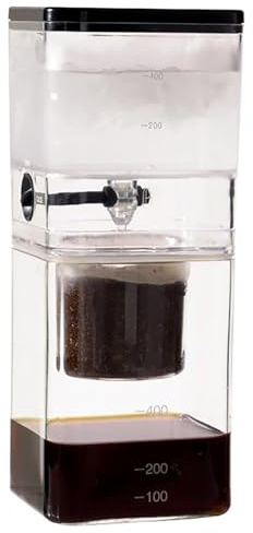 DOJBK Cafetera De Goteo para Café Frío De 400 Ml con Filtro De Acero Inoxidable, Cafetera De Hielo De 400 Ml, Goteo De Velocidad Ajustable, Preparación Suave, Ideal para Los Amantes