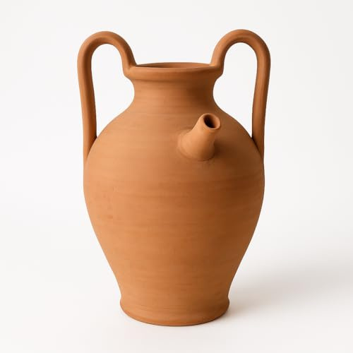 Cannata Anfora Romana Tradizionale in Terracotta, Vaso Decorativo con Manici, 30 cm, Artigianato Italiano