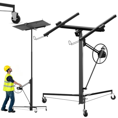 TEENO XXL Plattenheber bis max. 68 kg,Plattenheber Trockenbau, Lastenheber Höhe 140-325 cm, max. Breite 2,92 m, Trockenbau Montagehilfe 1-Mann-Bedienung, mit Feststellbremse,Schwarz