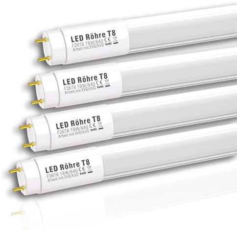 IHYCTV LED Röhre 120cm, 18W 2930 Lumen G13, Plug-and-Play für T8/T10/T12, Kompatibel mit EVG & KVG/VVG Vorschaltgeräten, 4000K Neutralweiß, Matt, 4er Pack