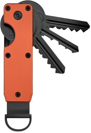 Gurtt Organizador de llaves metálico, llavero de aleación de aluminio con destornillador, mini llavero para 2-6 llaves (naranja)