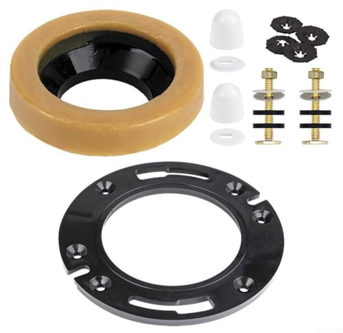 Affidabile kit flangia WC con cera per anello per installazione e riparazione WC senza soluzione di continuità (nero)