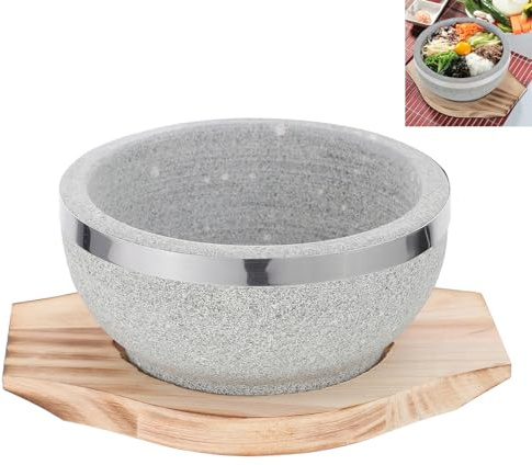BESPORTBLE Vassoio in Legno Mantiene Cibo Caldo Ciotola di Pietra Coreana Resistente al Fuoco Aperto per Cucina e Piatti Tradizionali Bibimbap