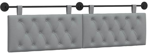 Qnhdfrt Hängendes Kopfteil für Bett, Wandkopfteil gepolstert 190x55 cm, Wandkissen Rückenlehne aus Stoff für Schlafzimmer und Esszimmer, Hellgrau 2er-Set mit Halterung