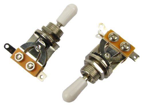 Musiclily 3 Way Guitar Chrome Switch Pickup Selector Toggle Switch knob, White Tip(Pack of 2)
