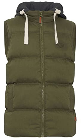 Blend BHJens Herrväst, quiltad väst, utomhusväst med huva och ståkrage, Dusty Green (70595), XL
