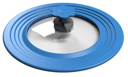 Kochblume Bratdeckel mit Automatikventil | Hitzebeständig bis 180°C | Spülmaschinenfest | Für Töpfe und Pfannen von 22-28cm | Farbe: blau