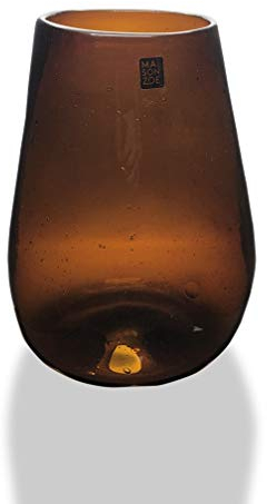 Maison Zoe Glasvase aus Recycling-Glas Dora - braun - groß - Durchmesser ≈ 15cm - Höhe ≈ 21cm - 100% Handmade - Blumenvase - Vase mundgeblasen - Dekovase - Tischvase