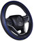 Couvre Volant de Voiture en Cuir Microfibre 38cm pour la Plupart des Voitures (Noir Bleu foncé)