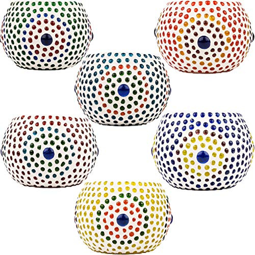 6er Set Orientalische Teelichthalter Ajan aus Glas in Multifarbig 9 cm