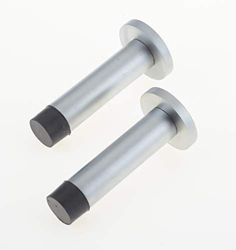 Door Stop Stopper Projection Wall Door or Skirting Mounted Satin Chrome Pack of 2