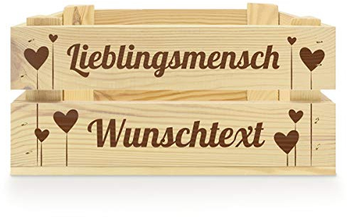 printplanet® - Holzkiste mit Name selbst gestalten - Holzkiste mit Text oder Wunschnamen Personalisieren und Bedrucken - Motiv : Lieblingsmensch