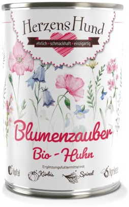 HjärzensHund® (12 x 400 g) | Ekologisk kyckling hundmat med ekologiskt äpple för vuxna hundar | ekologiskt certifierad | Super Premium våtfoder för vuxna hundar | 12-pack