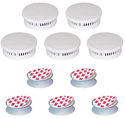ABUS Rauchmelder RWM150 - 5er Set + Magnethalter - langlebige 10-Jahres-Batterie - für Wohnräume und VdS geprüft nach DIN EN 14604 - 85 dB lauter Alarm - Weiß