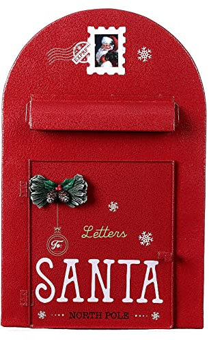 Holyart Boîtes aux Lettres Noël métal Rouge 40x25x10 cm