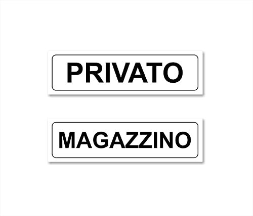 TLDSHOP® - Kit di Adesivi Targhetta per Porte - PVC Adesivo Resistente - Lavabile - Misure 21x6cm: (PRIVATO + MAGAZZINO)