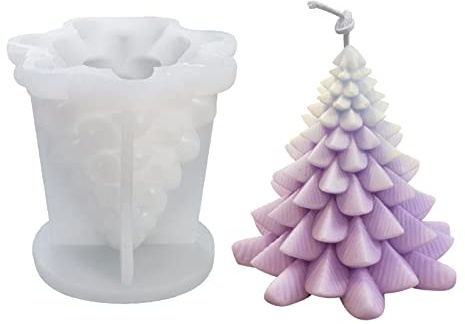YEJAHY Weihnachtskerzenformen, 3D Weihnachtsbaum Silikonform für Kerzenherstellung, DIY Handwerk Harzform für Duftkerzen, Seife, Süßigkeiten, Schokolade, Weihnachtsgeschenke (Luo Ye)