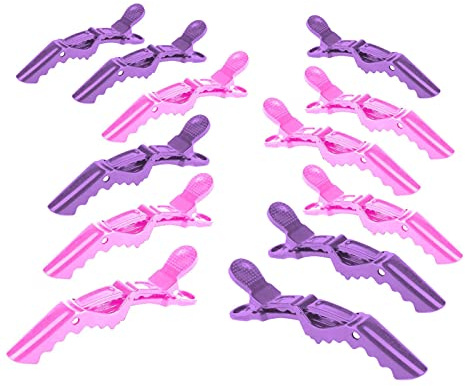 Haarklemmen Haarclips Friseur Combi-Clip Abteilklammern Krokodil Aus Kunststoff, Professionelle Styling Haarklammern für Damen, Haarspangen 12 Stück
