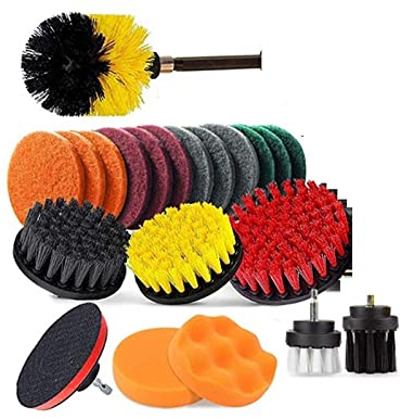 TMPTY Bohrbürsten-Set, Allzweck-Power-Clean-Schrubbbürste, langlebige Schrubbpads und Schwamm for Badezimmer, Küche, Fugen, Wanne, Fliesen, Ecken, Auto, 22 Stück