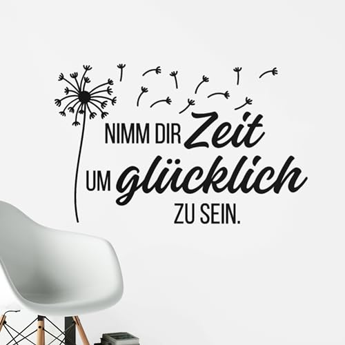 Klebekönig Wandtattoo - Nimm dir Zeit - Zitat Pusteblume Wandaufkleber Sprüche Wandsticker für Schlafzimmer Wanddeko Wohnzimmer Flur Esszimmer in vielen Farben