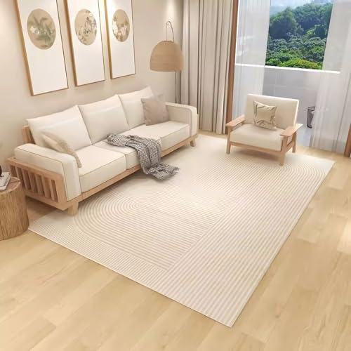 Teppich Dekoration Wohnung modern Teppich flokati Teppich waschbar Grau beige Geometrischer Streifen Design Wohnzimmerteppich Couch Wohnzimmer Teppich 160x200cm